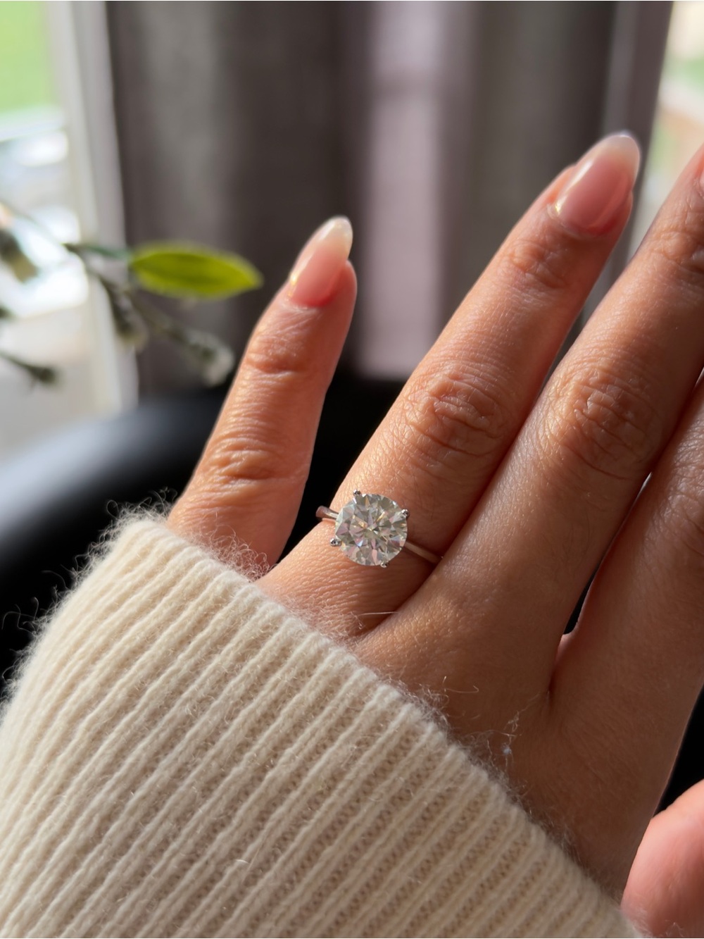 3ct round cut Moissanite VVS1 color D engagement ring size 5,6,7,8,9